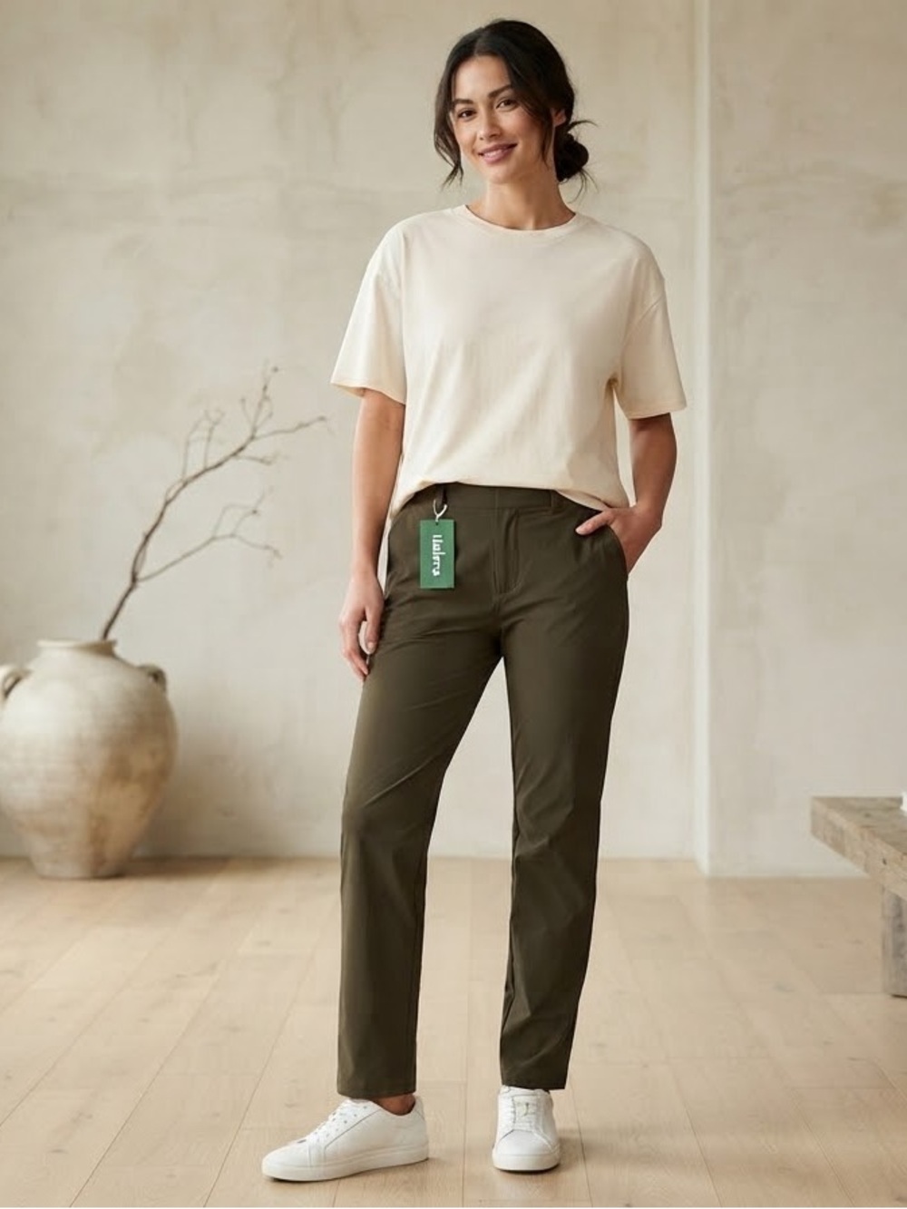 HALARA Olive Green Straight-Leg Pants